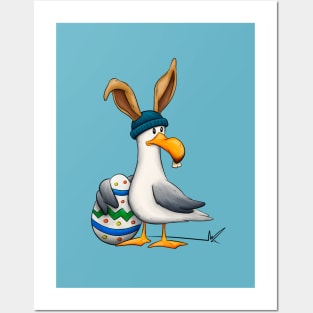 Funny Easterbunny disguised Seagull Easter-Egg Posters and Art